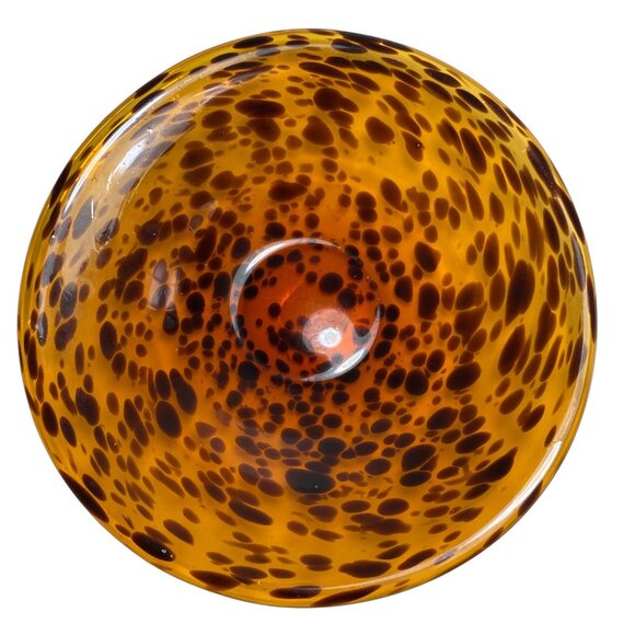 Tortoise Shell Art Glass Centerpiece Bowl Large Handblown MCM 11" - Picture 1 of 5